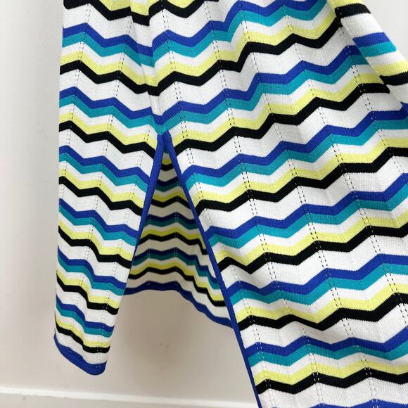 Ming Wang Modern Fit One Shoulder Column Maxi Dress Chevron Soft Knit Large NWT - Picture 14 of 16
